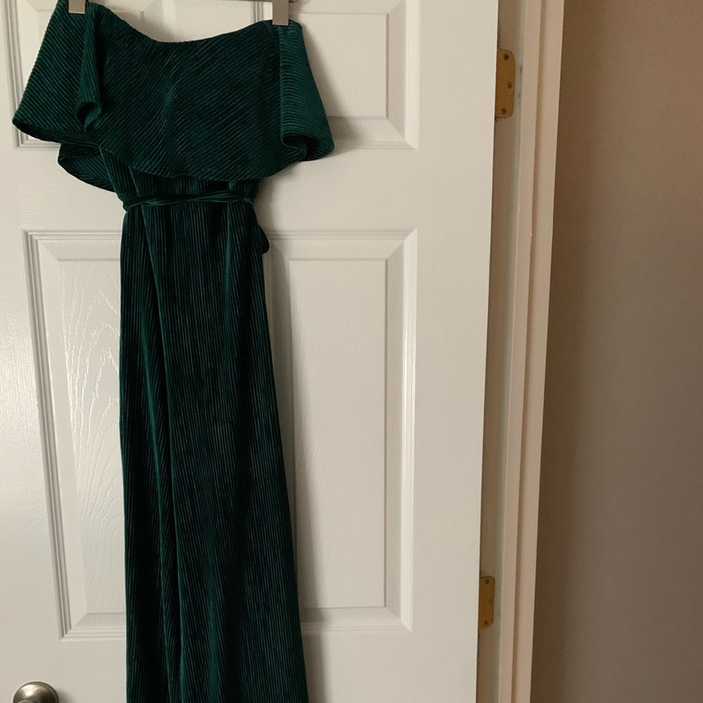Lovers+Friends Green Velour Jumpsuit
